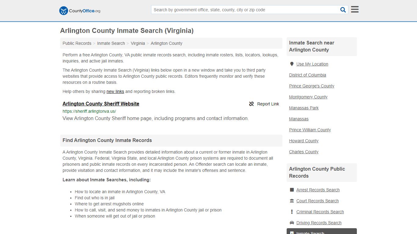 Inmate Search - Arlington County, VA (Inmate Rosters ...