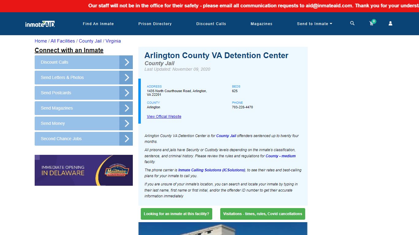 Arlington County VA Detention Center - Inmate Locator ...