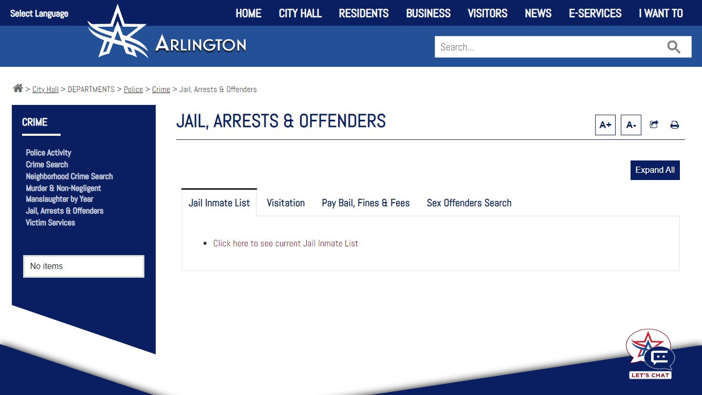 Jail, Arrests & Offenders - City of Arlington